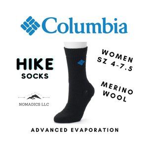 Columbia  Womens Black SZ 4-7.5 Wool Hike Socks
